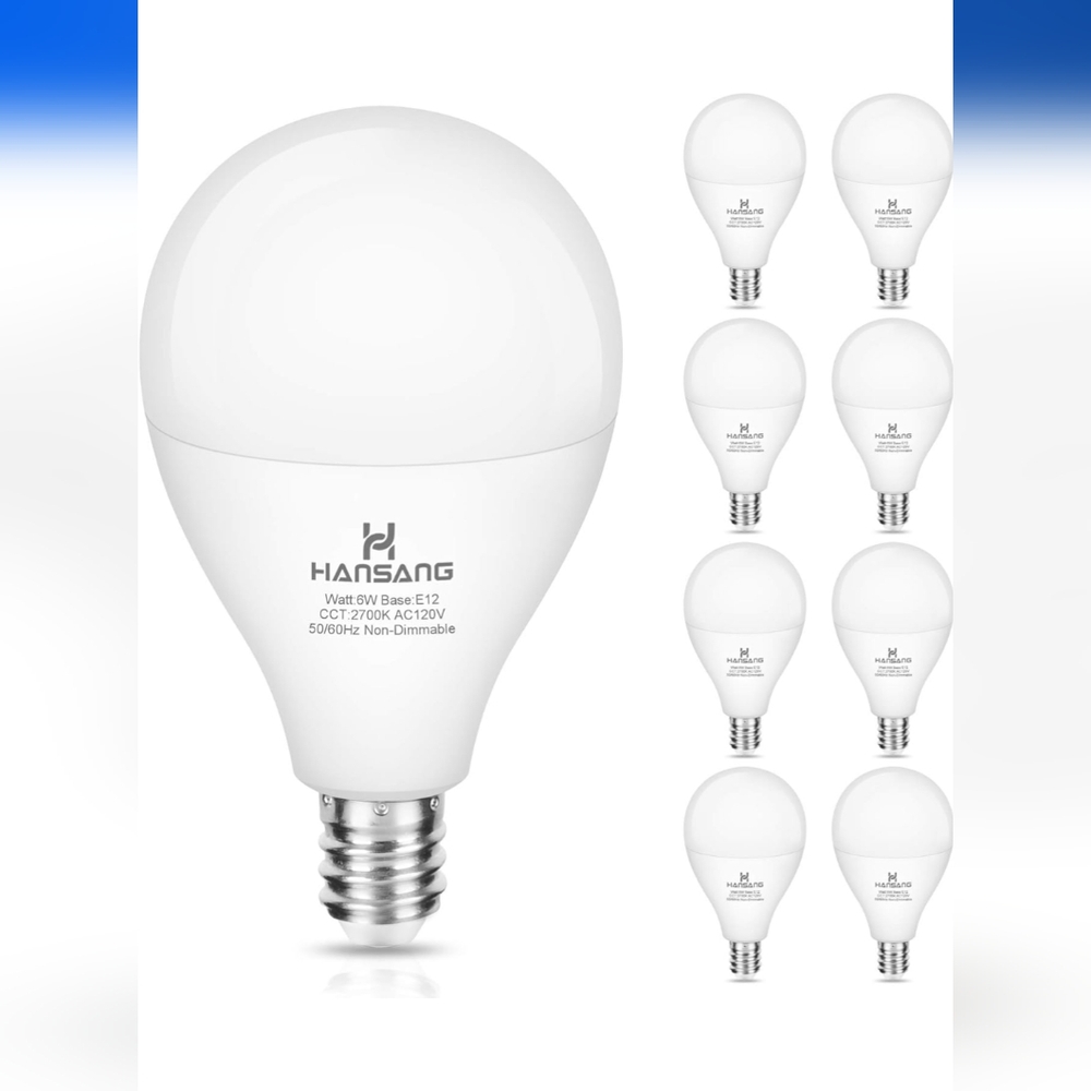 NIB Hangsang A15 led ceiling fan light bulbs 5000k,6W E12 base